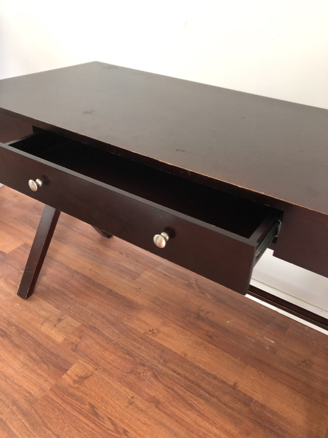 Modern & sleek heavy black/brown desk - photo 3