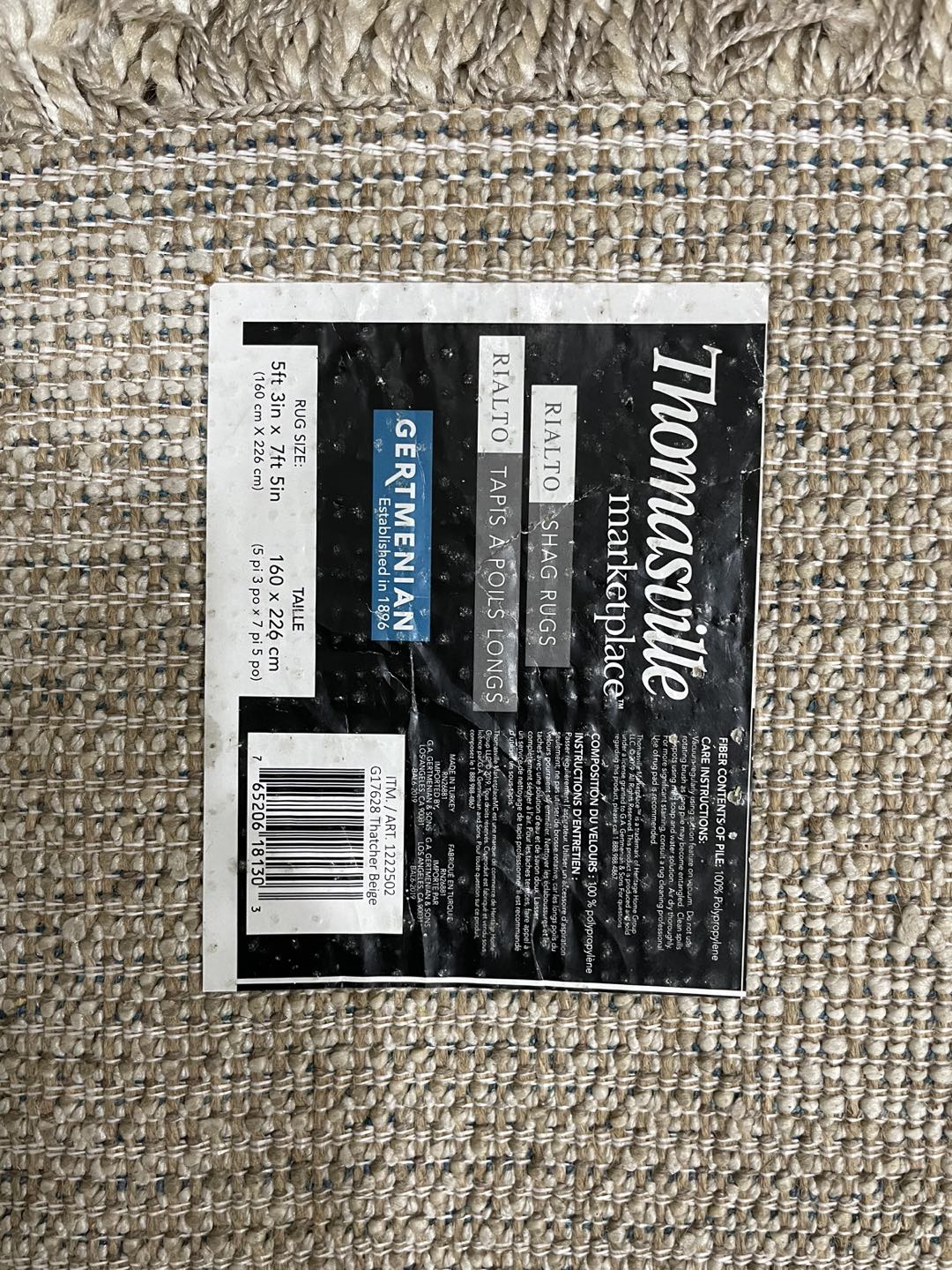 Area Rug Shag size 5ft 3in by 7ft 5inch - photo 5