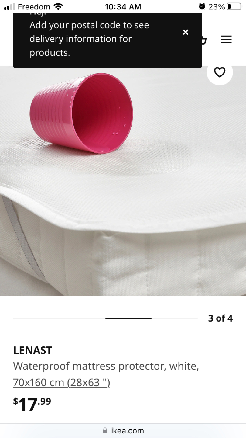 LENAST Waterproof mattress protector, white thumbnail