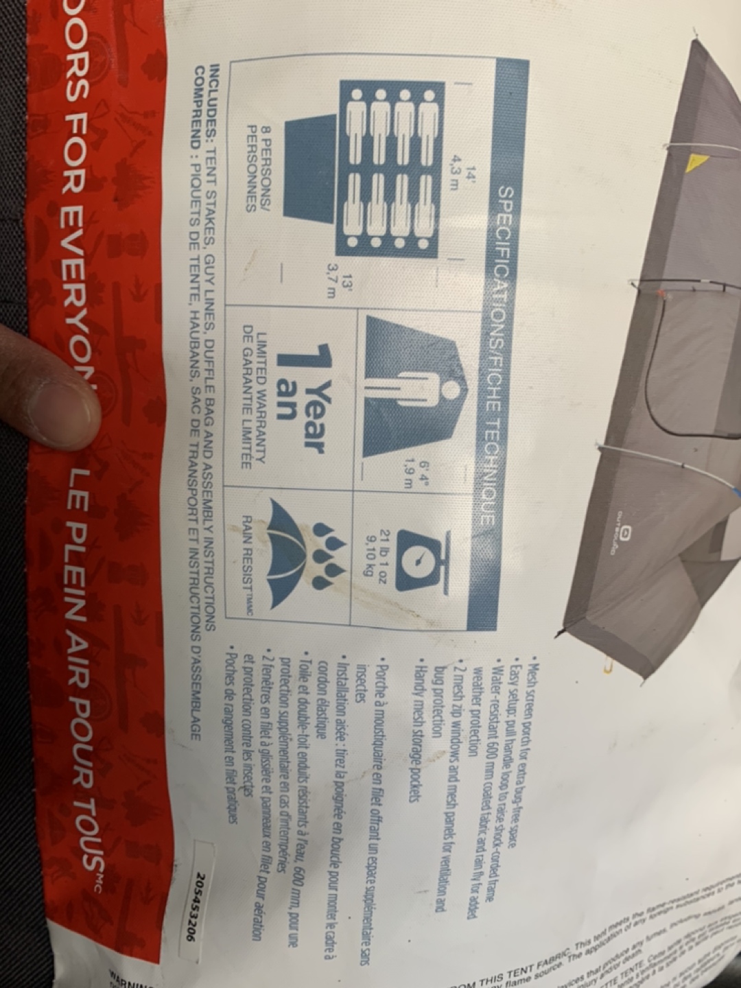 Tent 8 sleeper pick up Finch and pharmacy