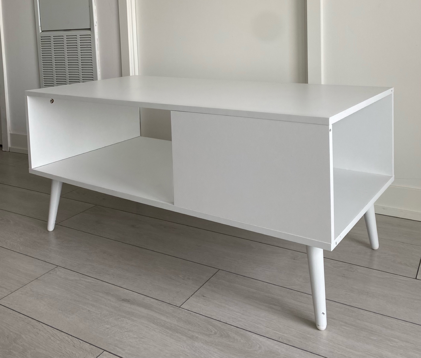 White Coffee Table with Storage Living Room Office