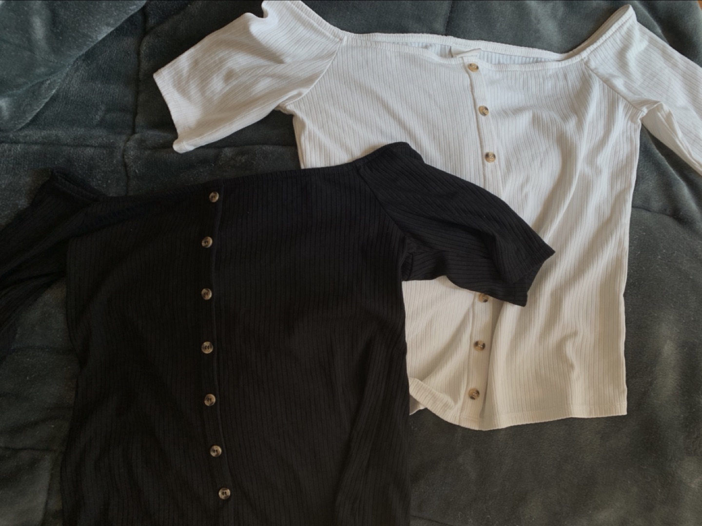 h&m off shoulder short sleeve sweater thumbnail