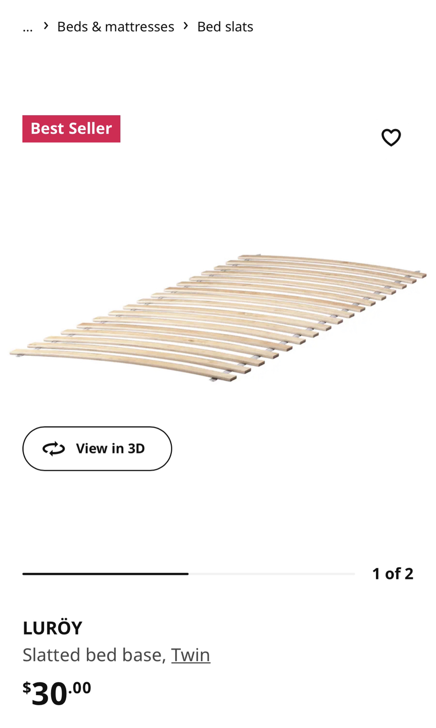 IKEA Luroy twin slatted bed base