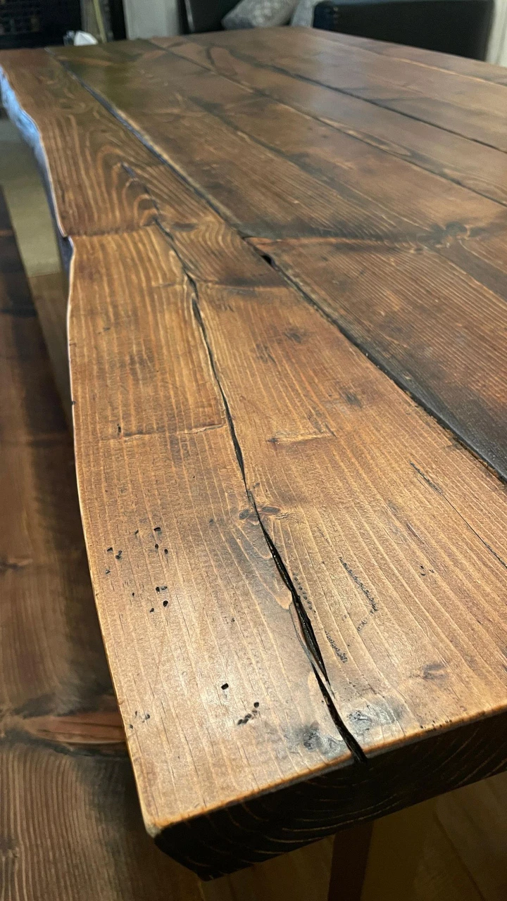 Dining table and two benches - photo 2