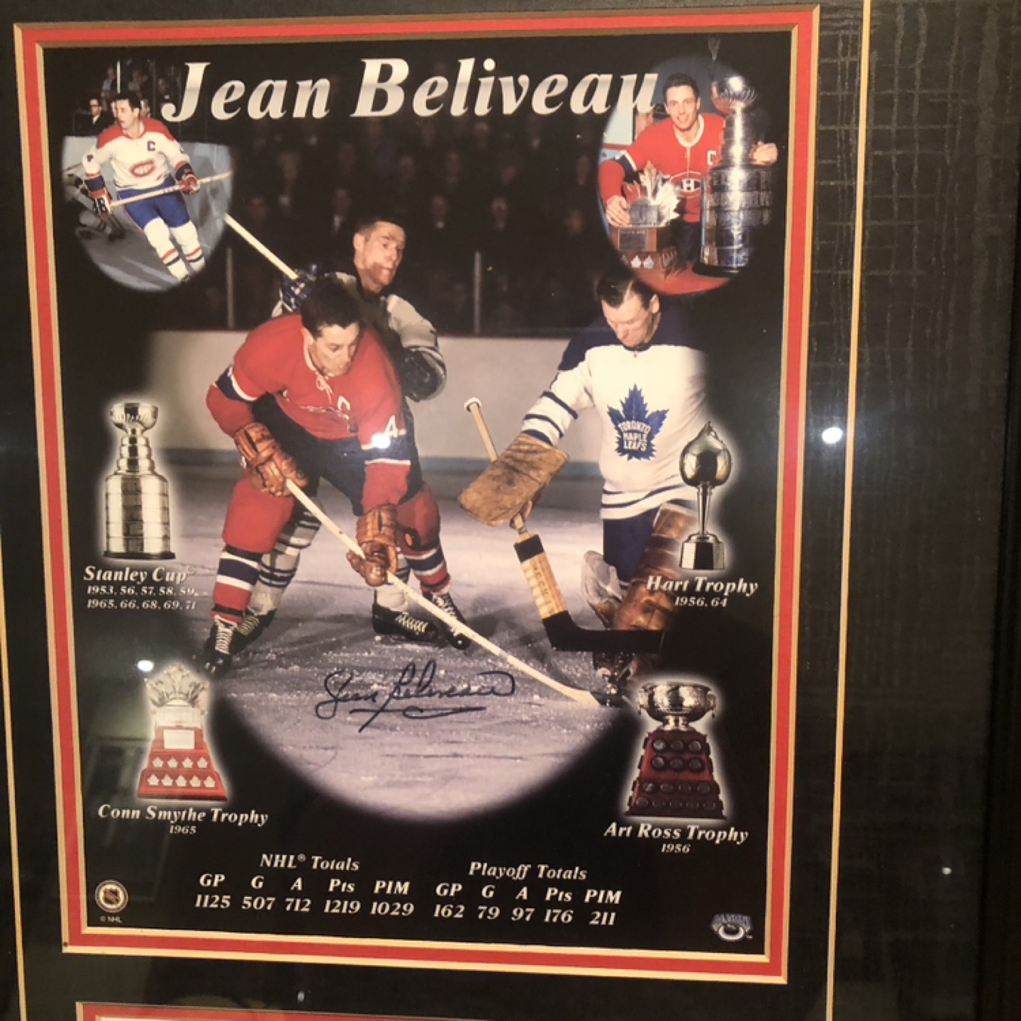 Jean BELIVEAU hand signed framed poster - photo 2