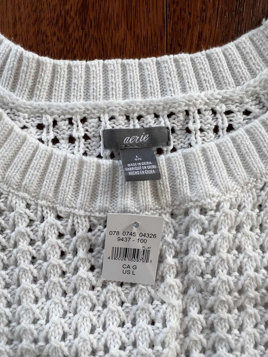 Brand new Aerie white openwork knit sweater image indicator(3)