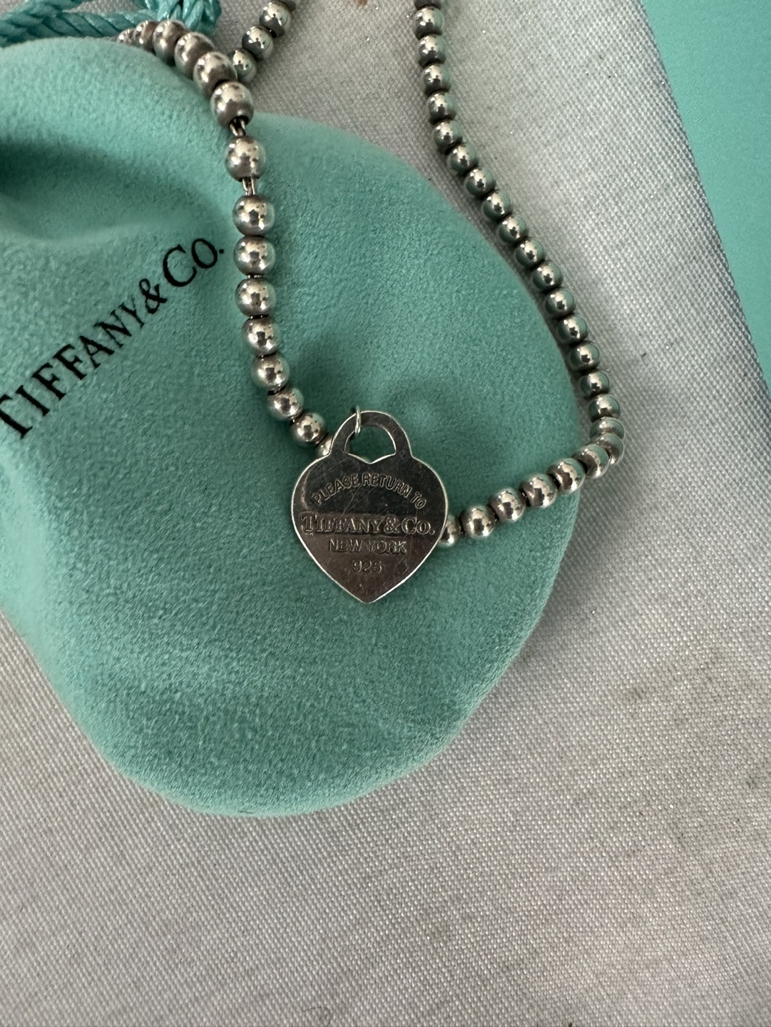 Tiffany’s Heart Tag Bead Necklace 16 inch - photo 3