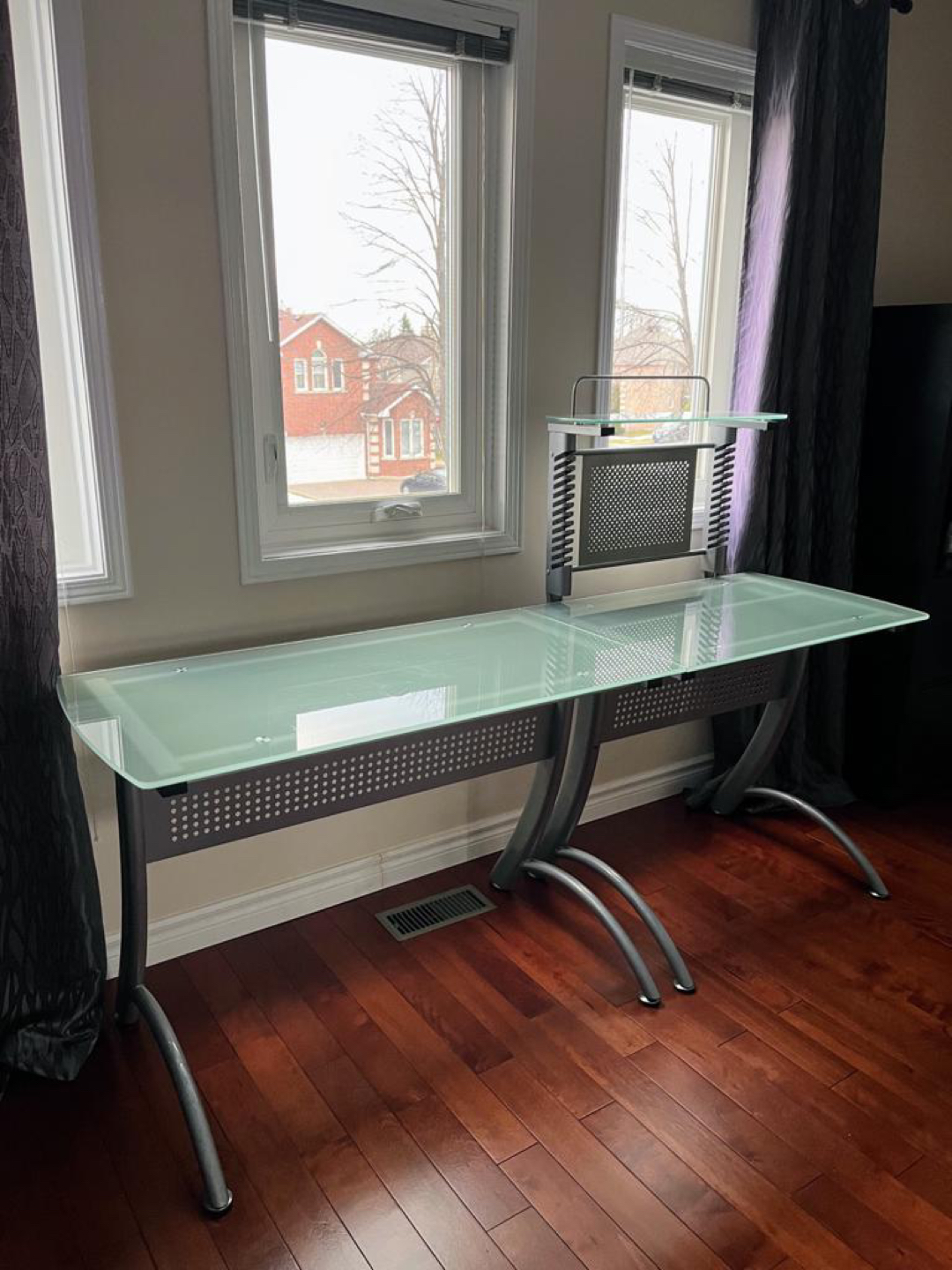 L Shaped Glass Desk