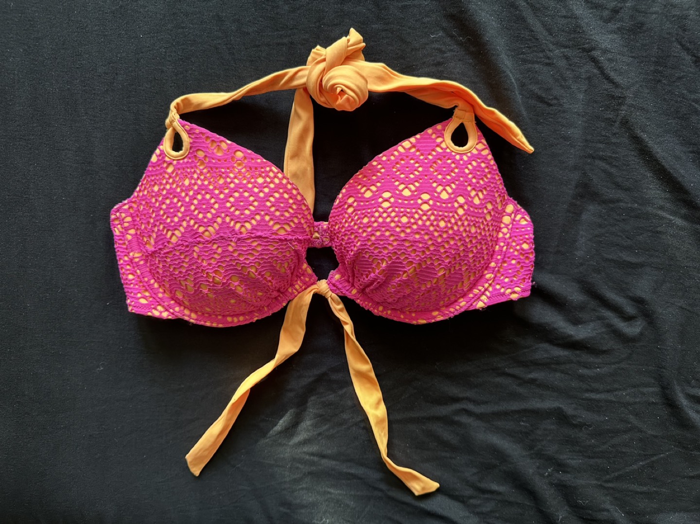 Bright Orange & Magenta Bikini Top thumbnail
