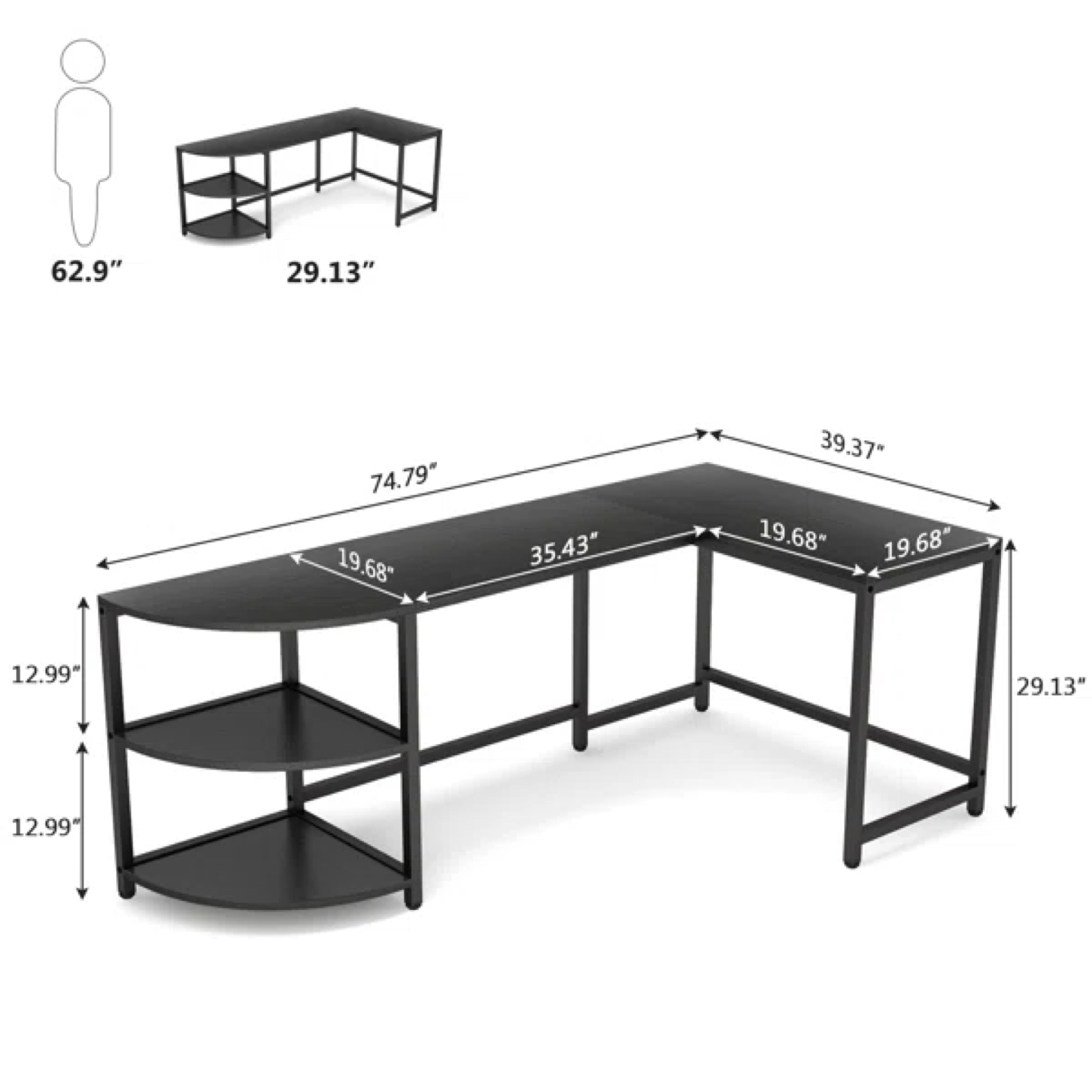 L-Shape Desk - White - photo 2