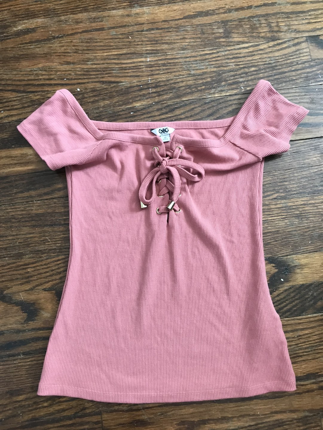 Pink off shoulder top thumbnail