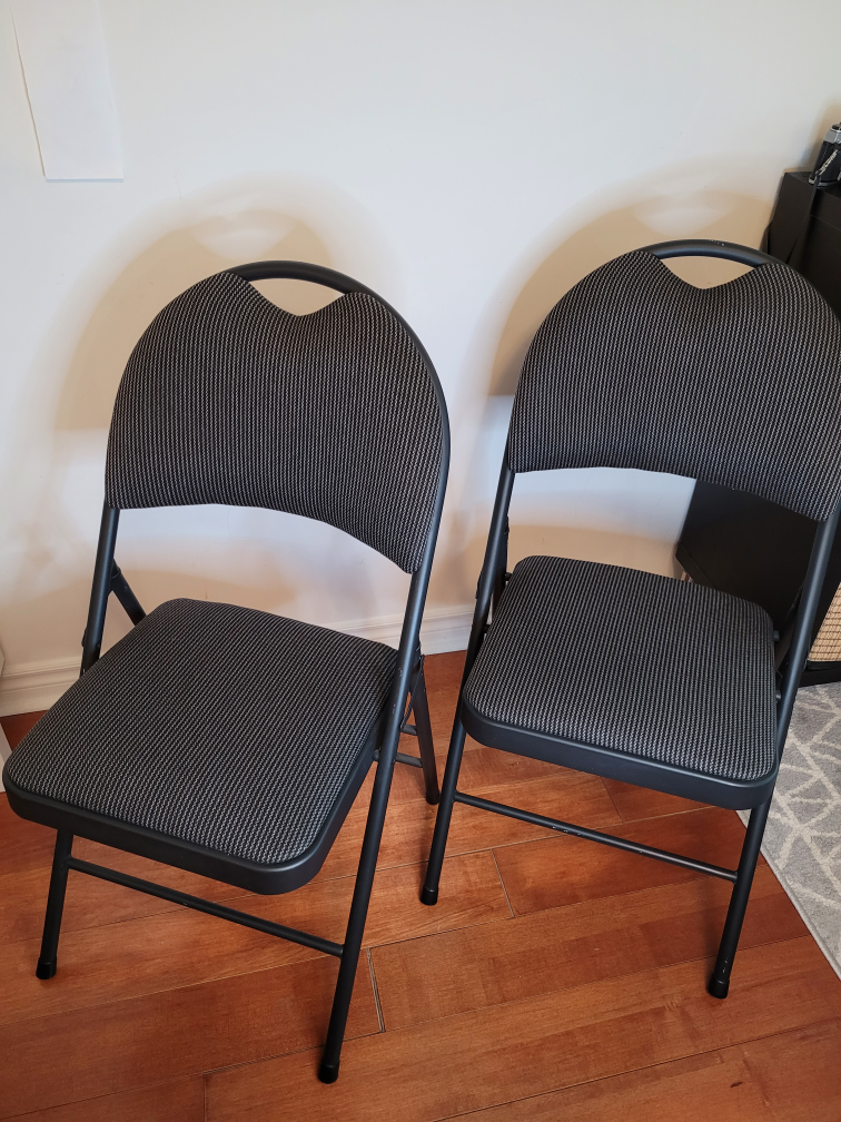 2x Black folding chairs costco