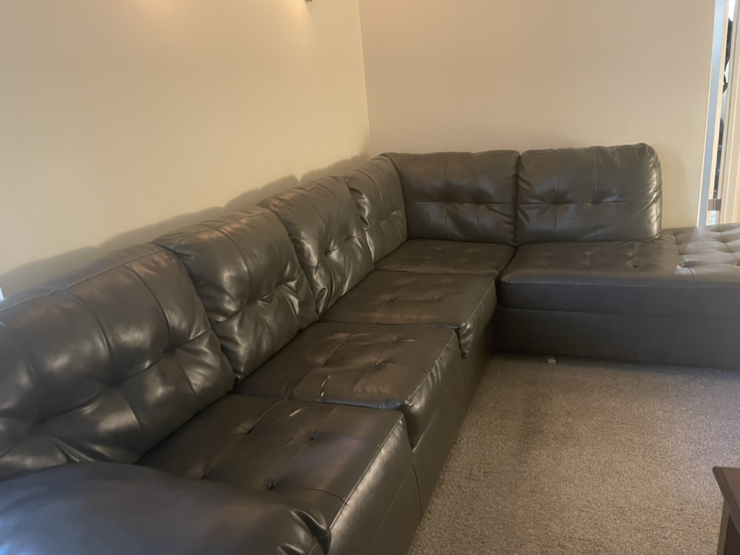 Large Dark Brown Sectional Couch - photo 2