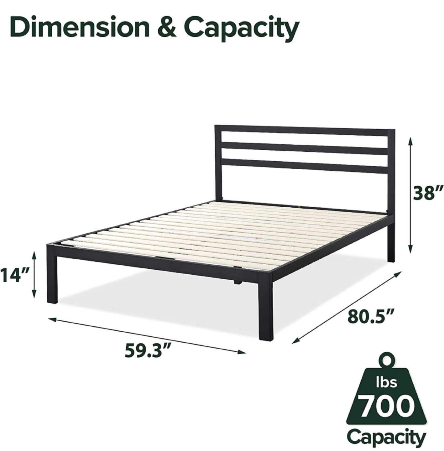 ZINUS Mia Metal Platform Bed Frame with Headboard, Queen - photo 3