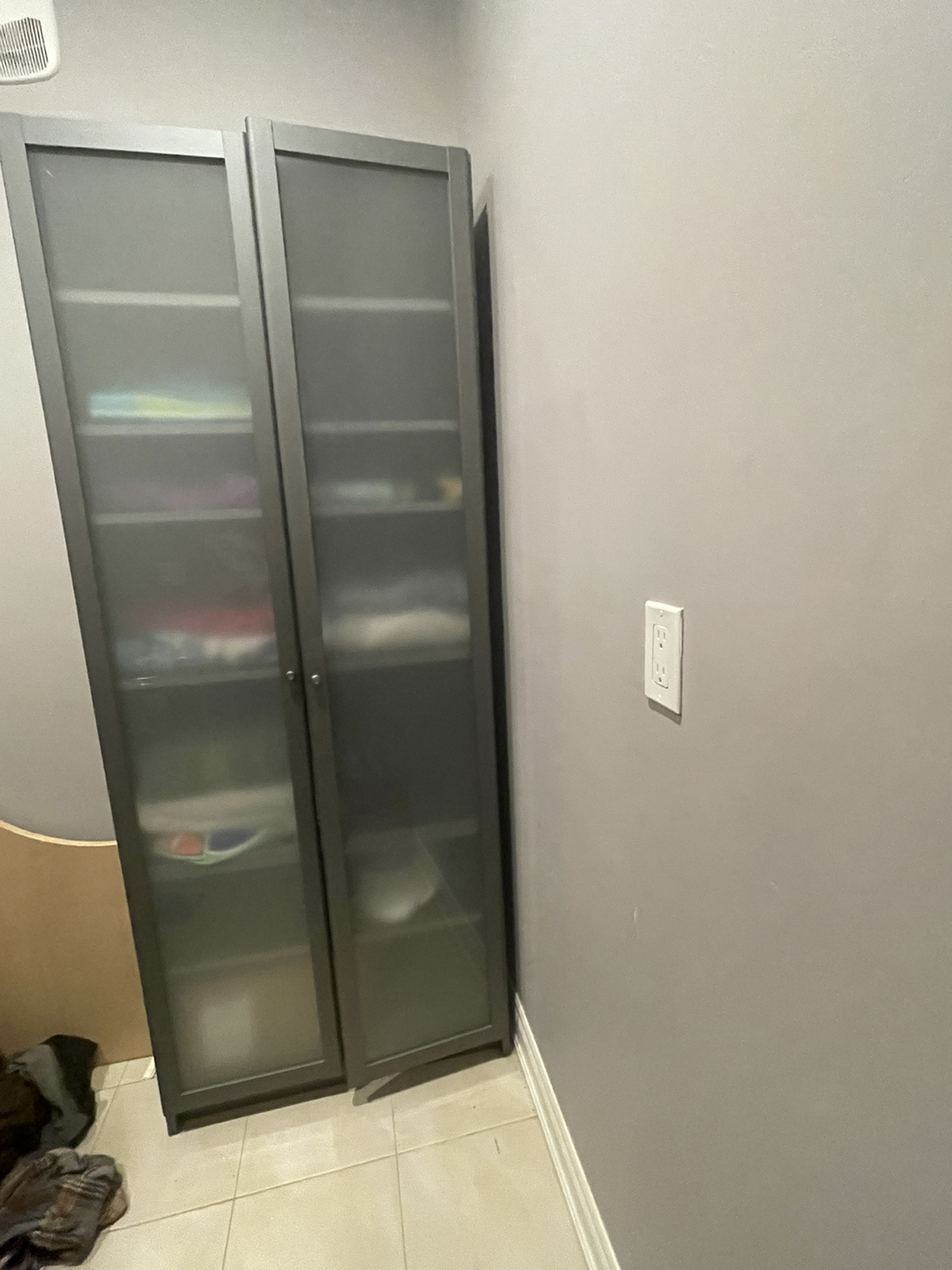 Grey Bookshelf with doors