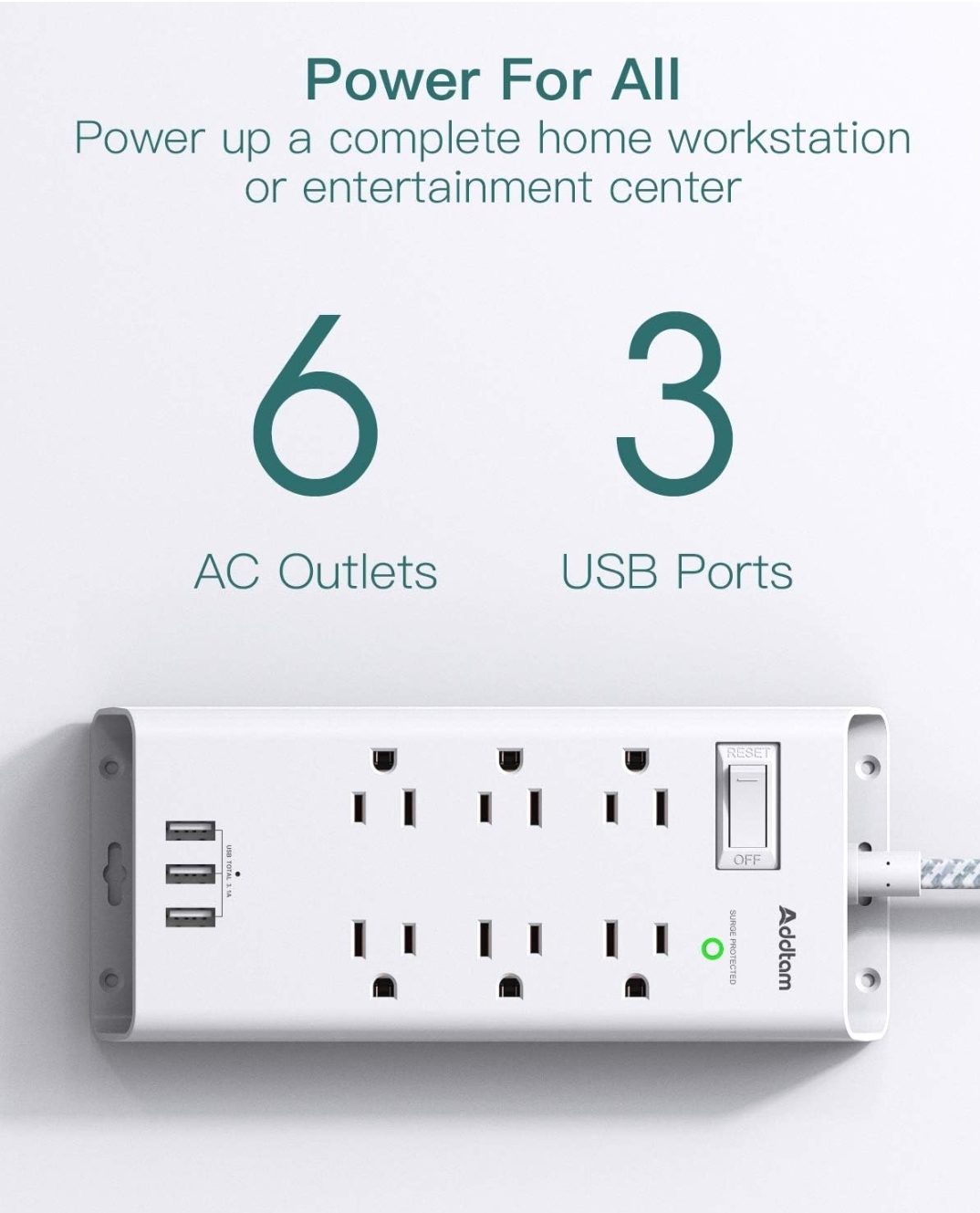 Surge Protector Power Bar 5 feet - photo 3