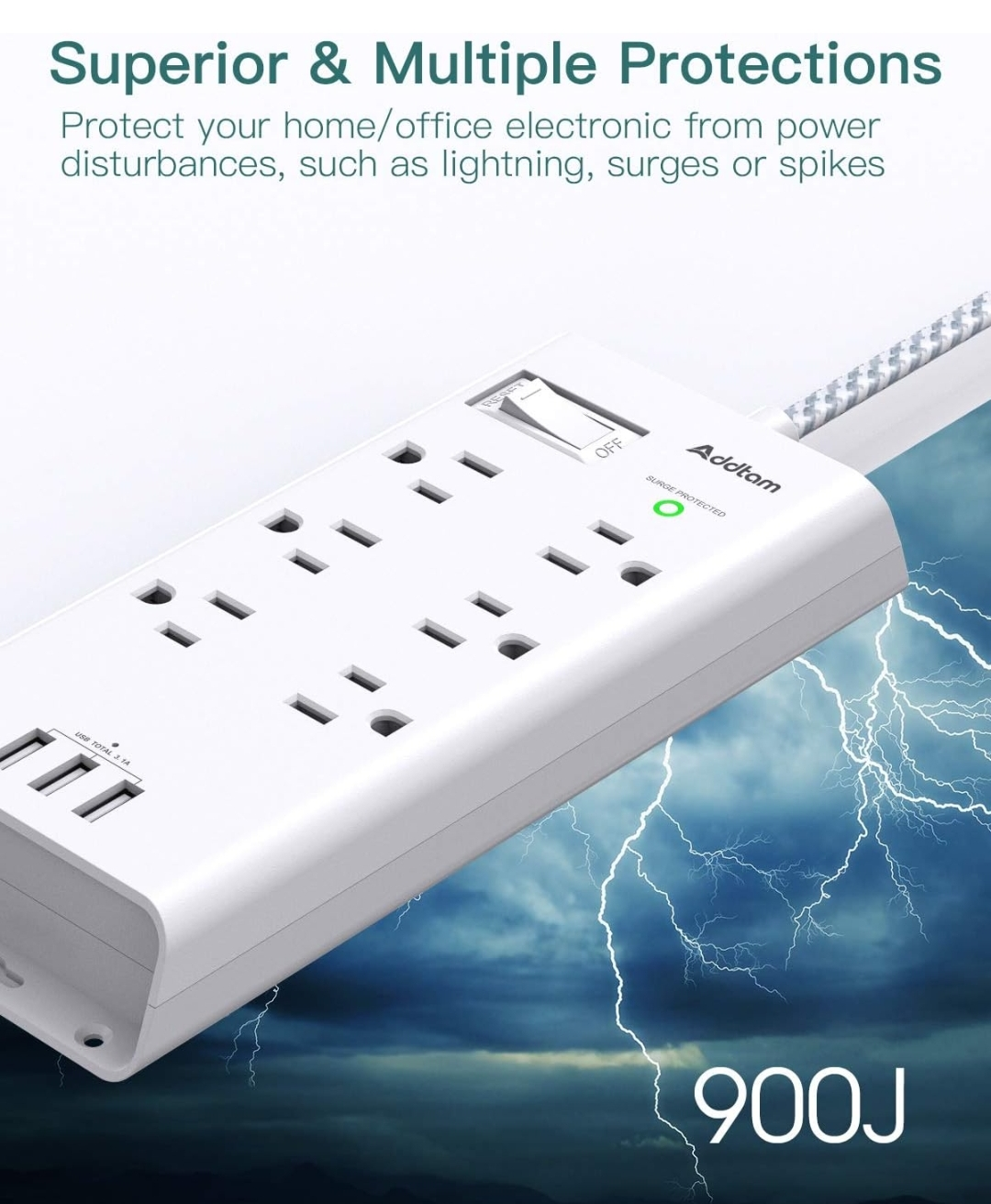 Surge Protector Power Bar 5 feet - photo 4