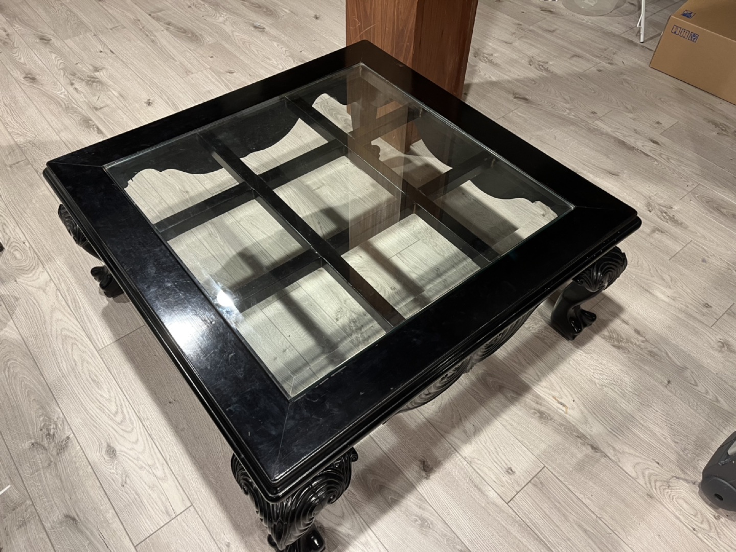 Glass top solid wood coffee table - photo 2