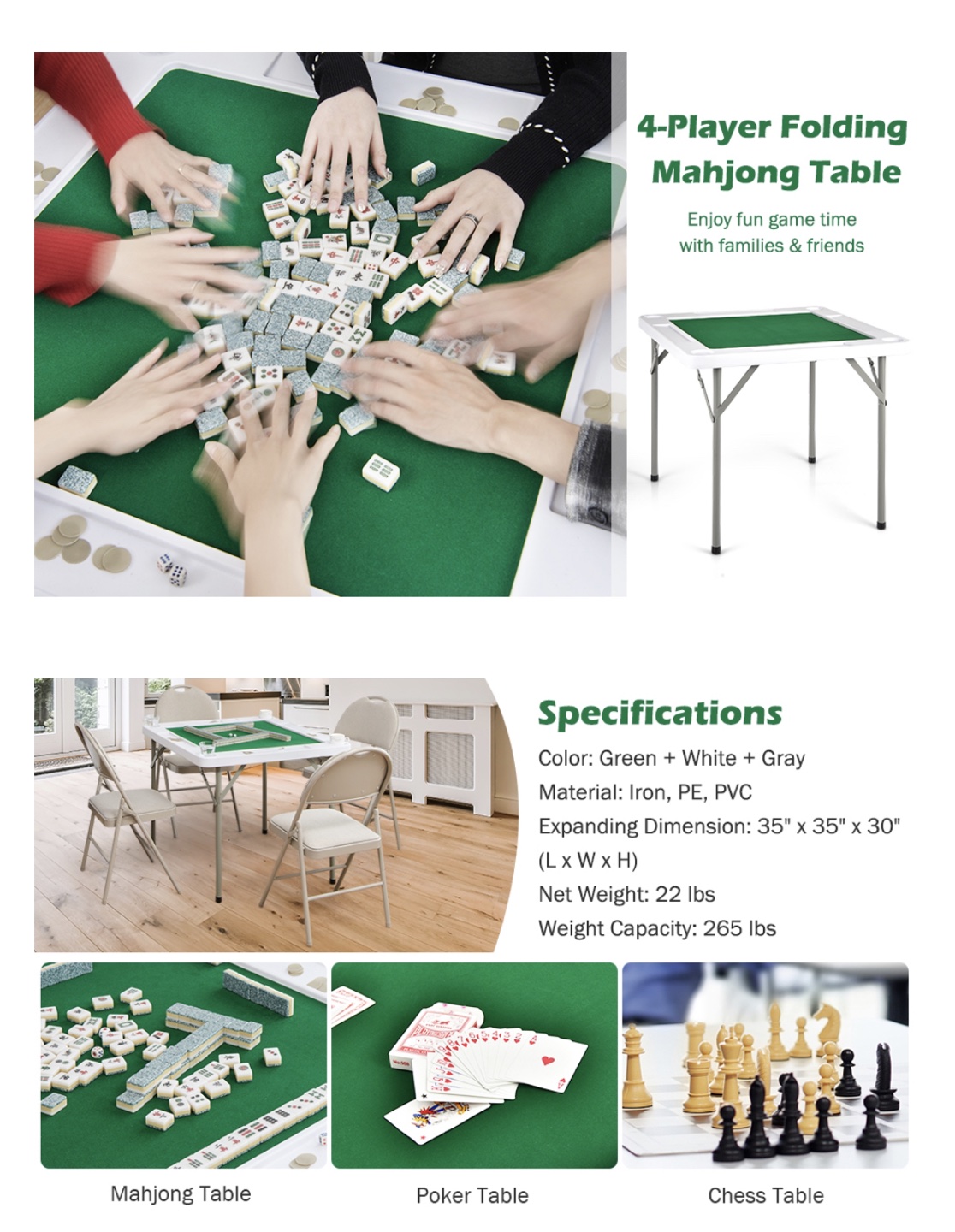 Folding game table and two chairs - photo 3