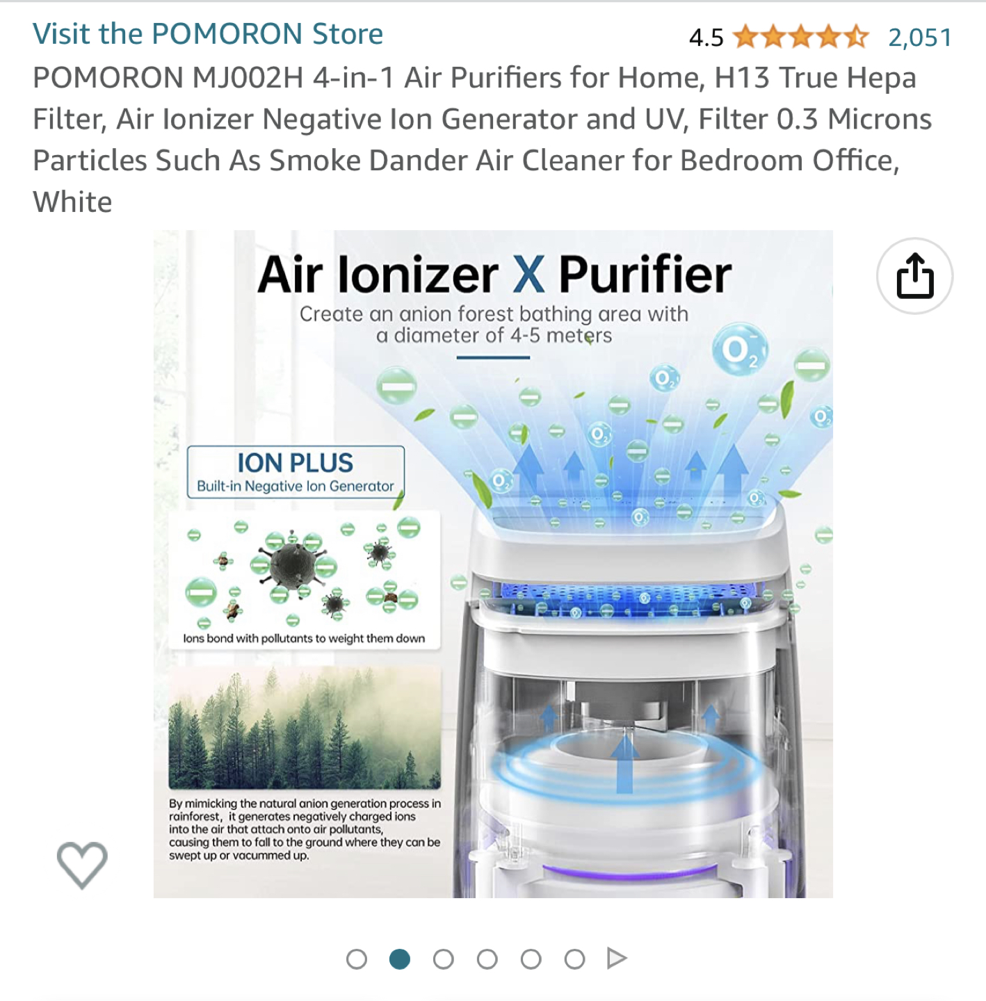 air ionizer / purifier (brand: pomoron) - photo 5