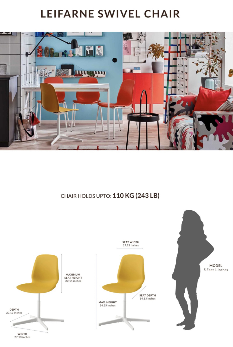 Ikea Leifarne Swivel Chair yellow - photo 2