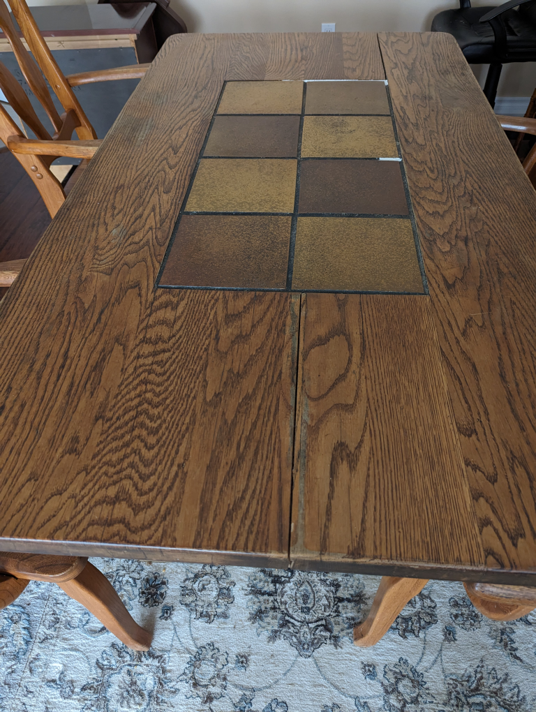 solid oak dining table with 4 chairs thumbnail