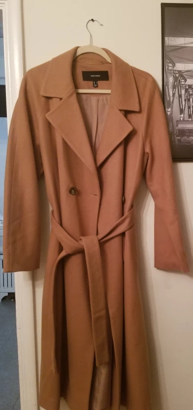 Camel coat with tie belt. Like New.