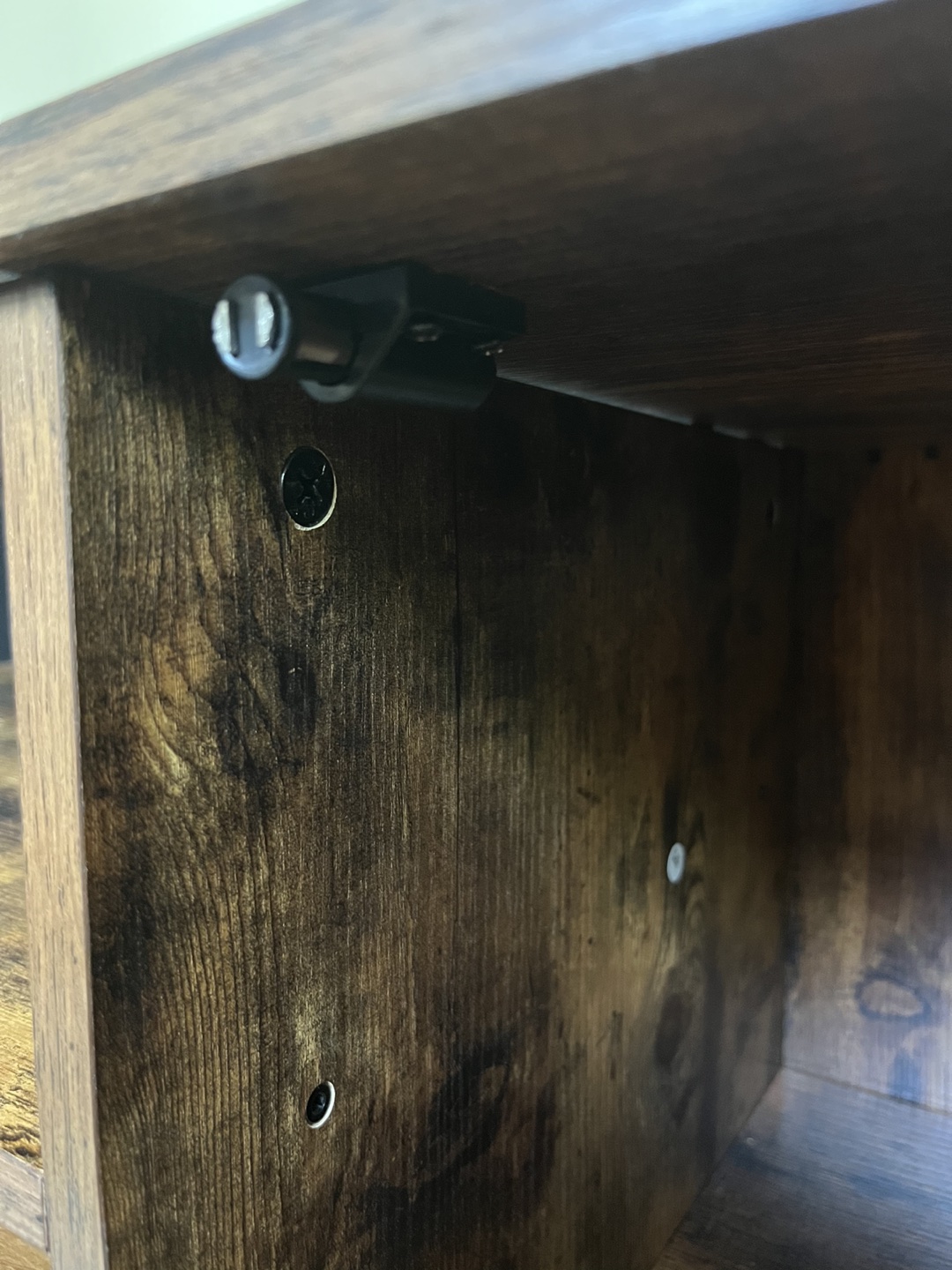 Rustic brown coffee table TV stand with door and storage shelves - photo 5