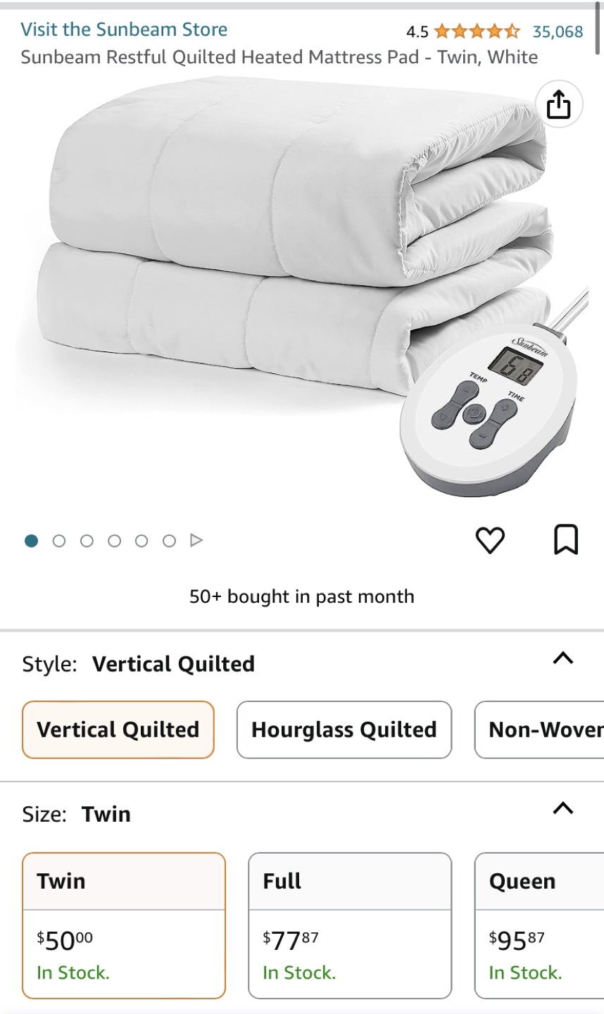Sunbeam Quilted Heated Mattress Pad - Twin - photo 3