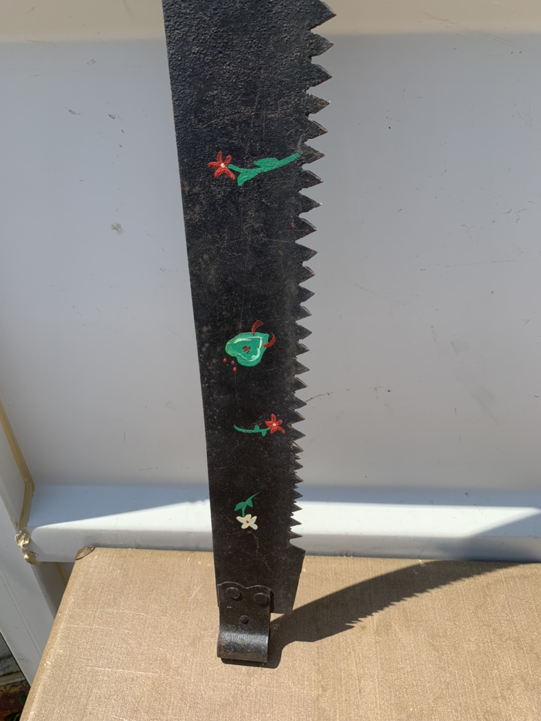 Antique wall hanging decorated cross-cut saw - 57” ! - photo 2