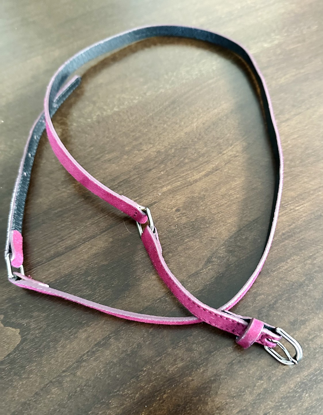 MarcCain burgundy skinny belt suede