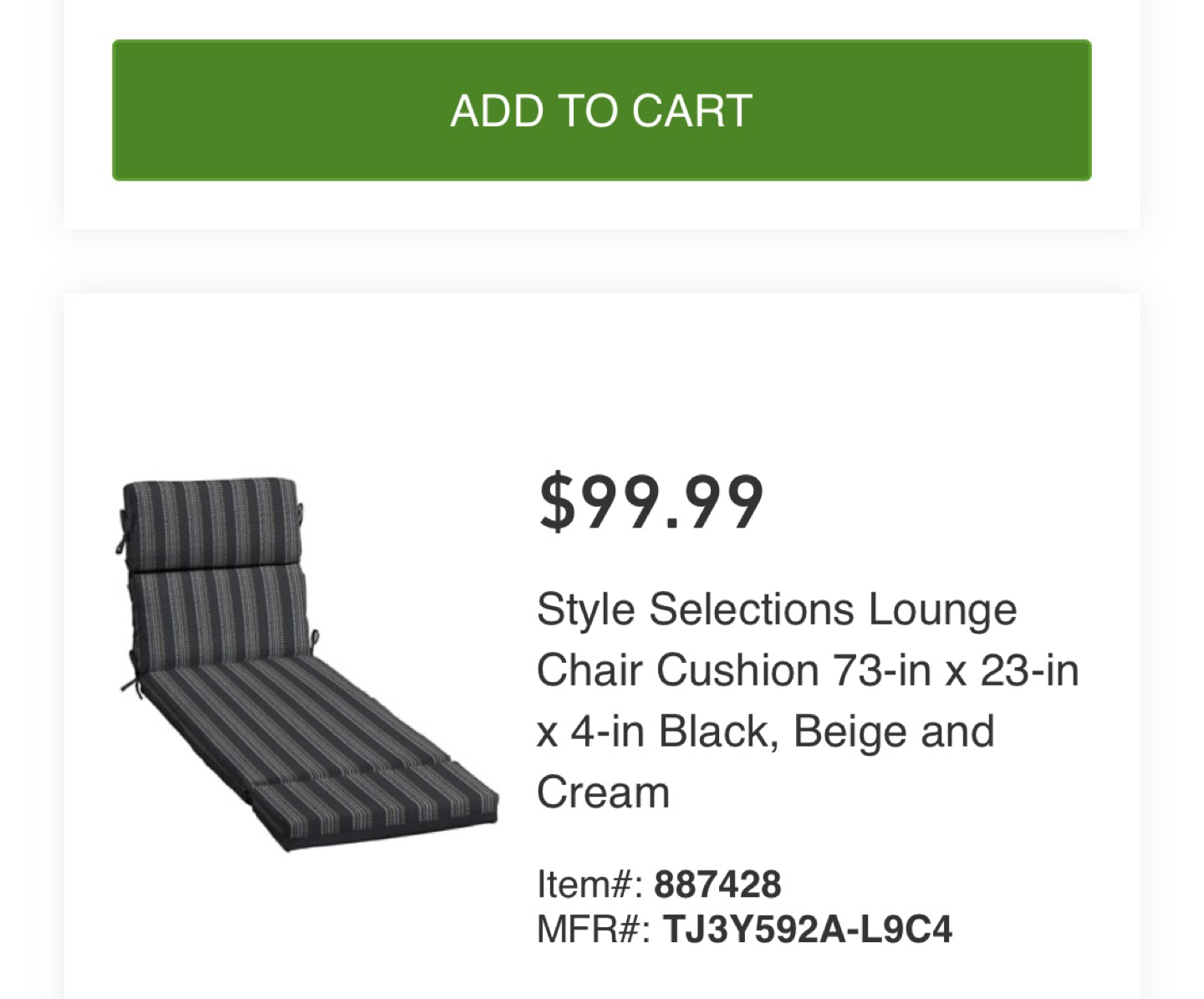 Patio lounge chair cushions $35 each thumbnail