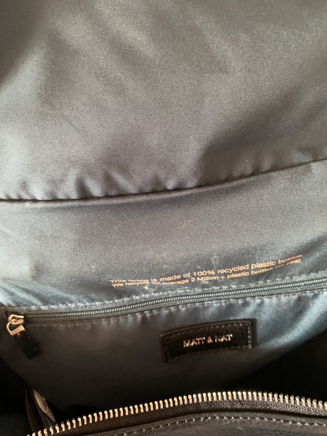 Matt & Nat Black Knapsack Bag Silver tone Zippers - photo 4