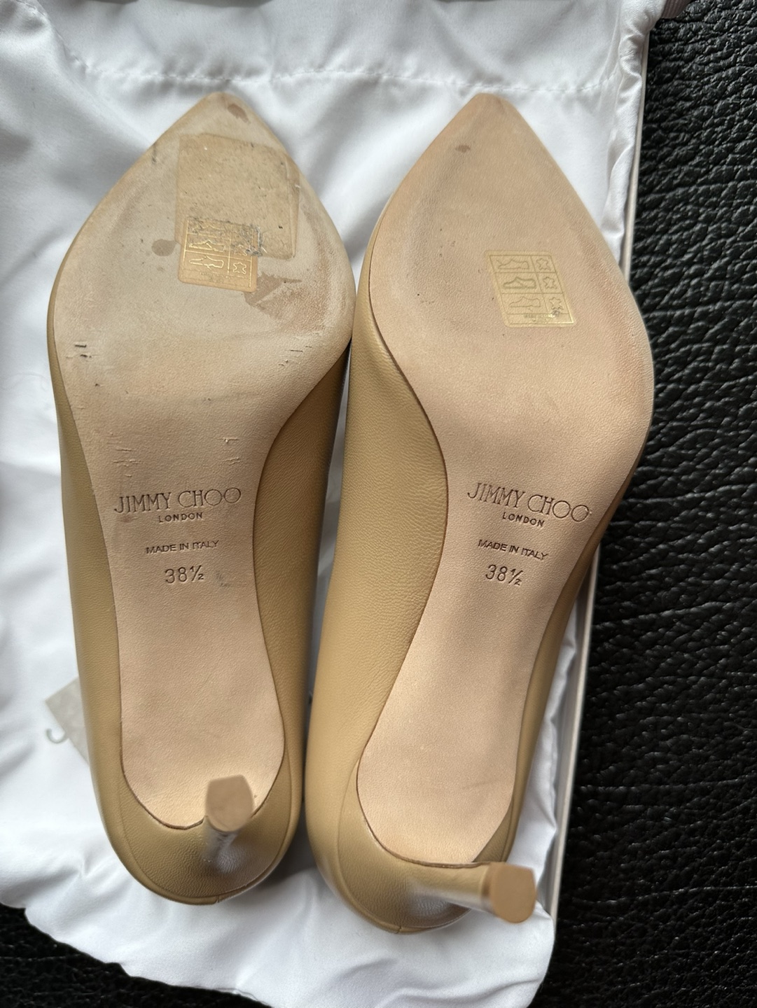 JIMMY CHOO nude heels size 38 1/2 $200 image indicator(2)