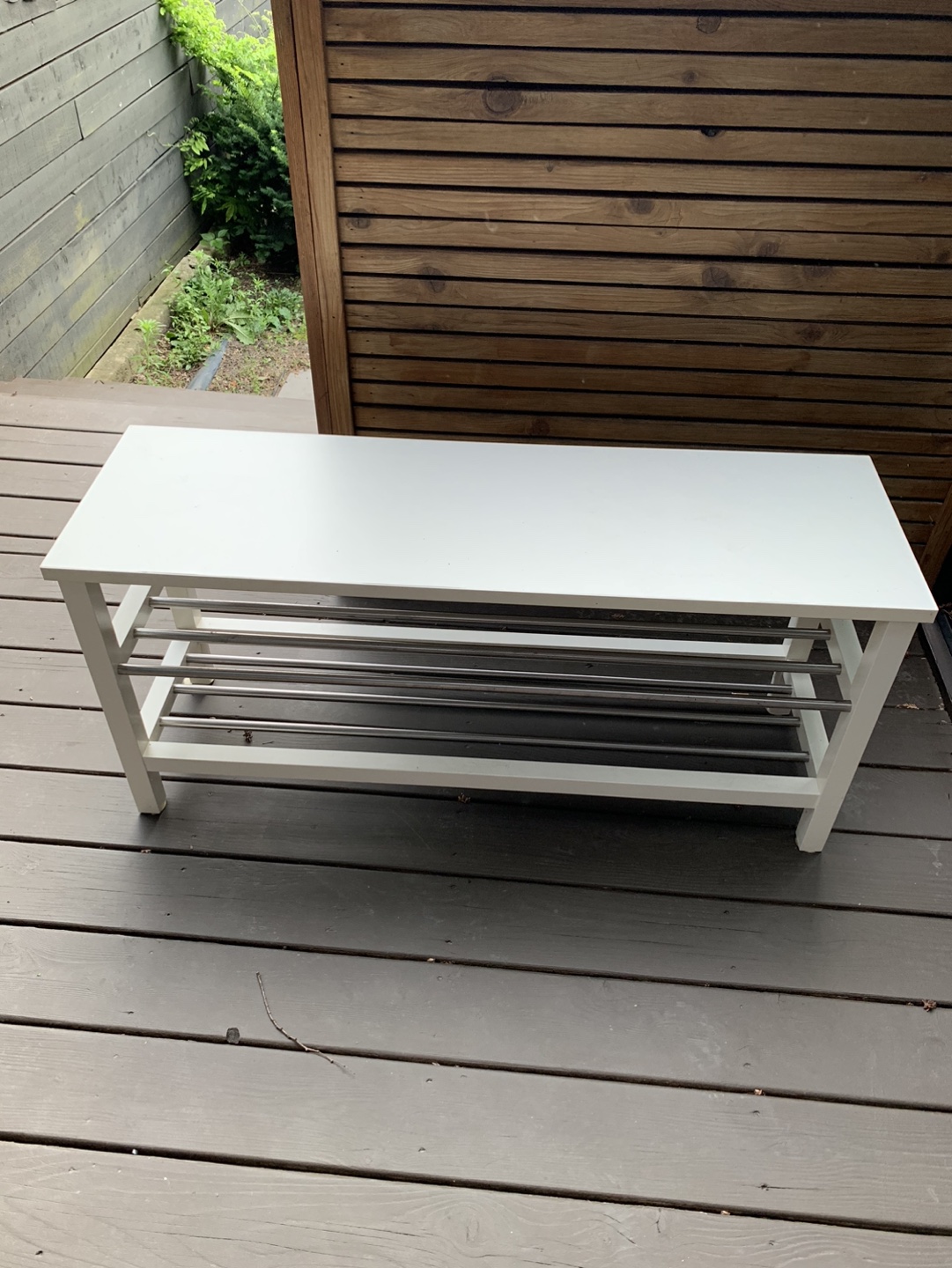 White bench with shoe rack thumbnail