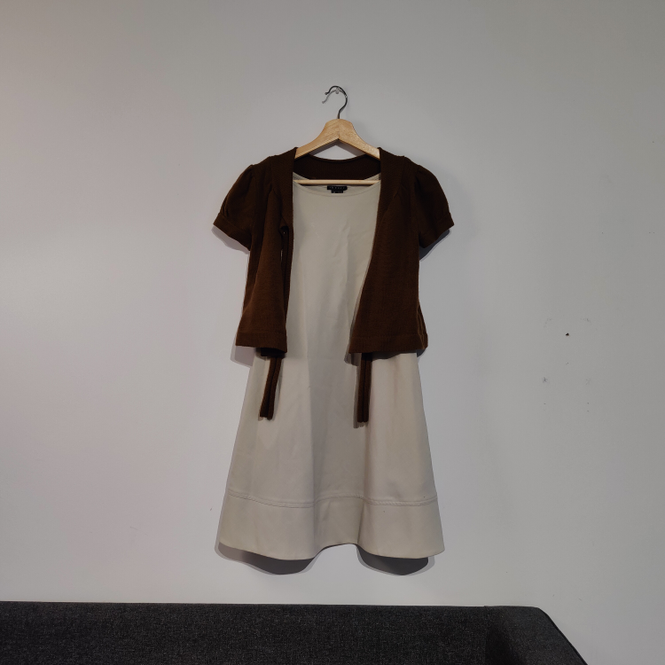 cute sleeveless dress (with pockets!!) + brown coat