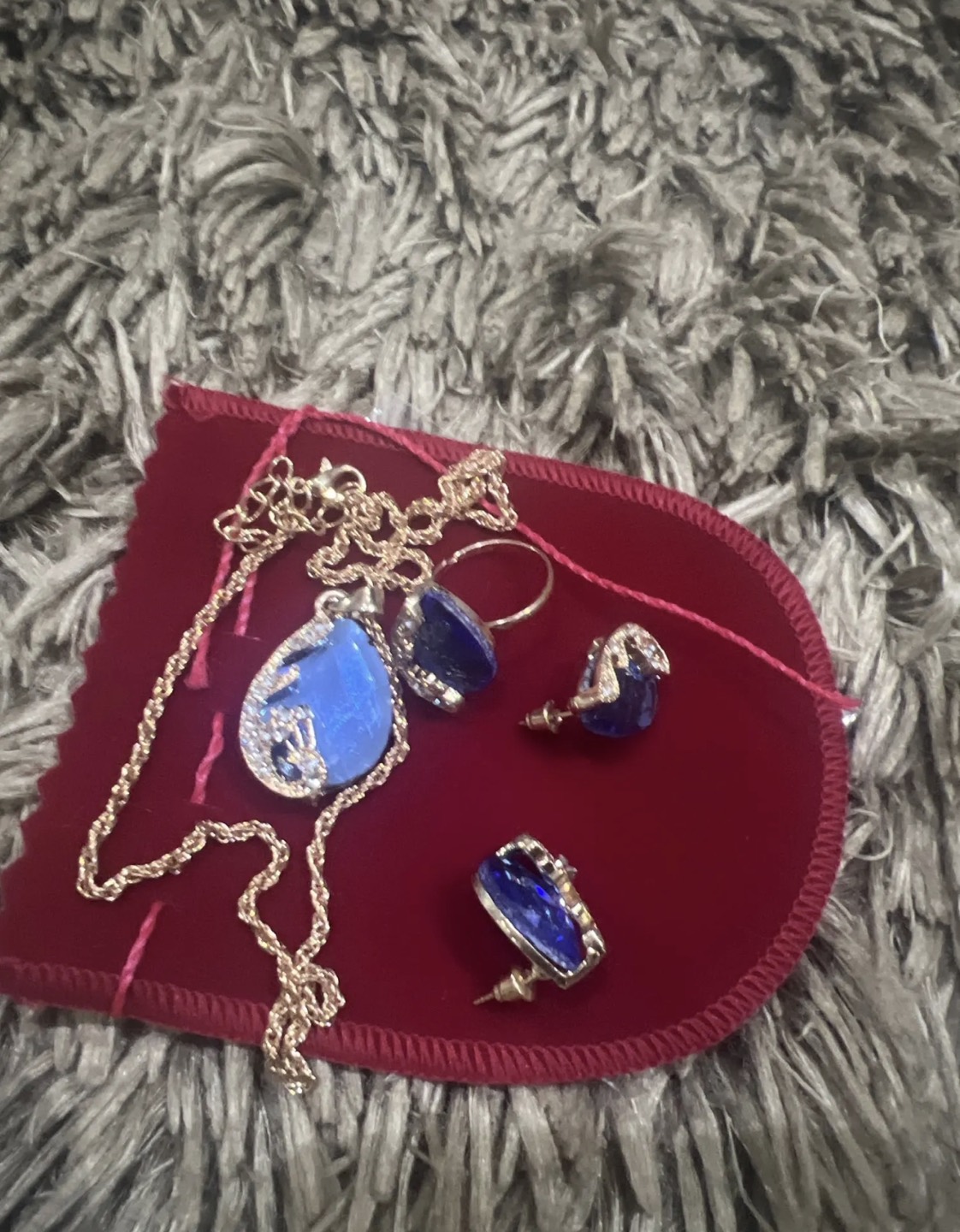 blue gemstone necklace, ring and earrings.. Take all 😍 - photo 3