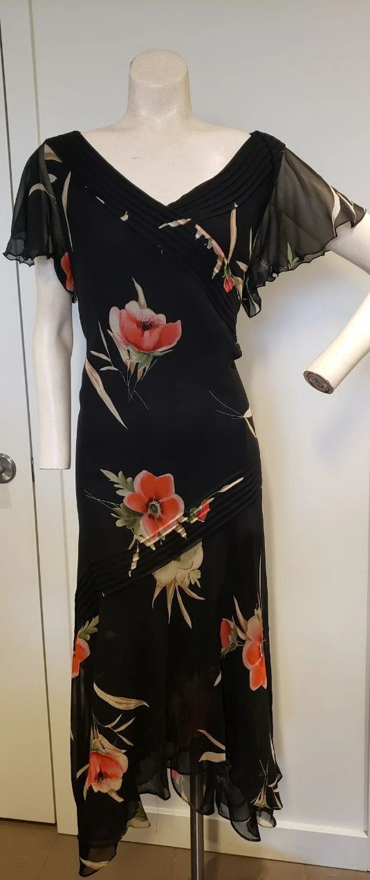 Silk floral flowy dress thumbnail
