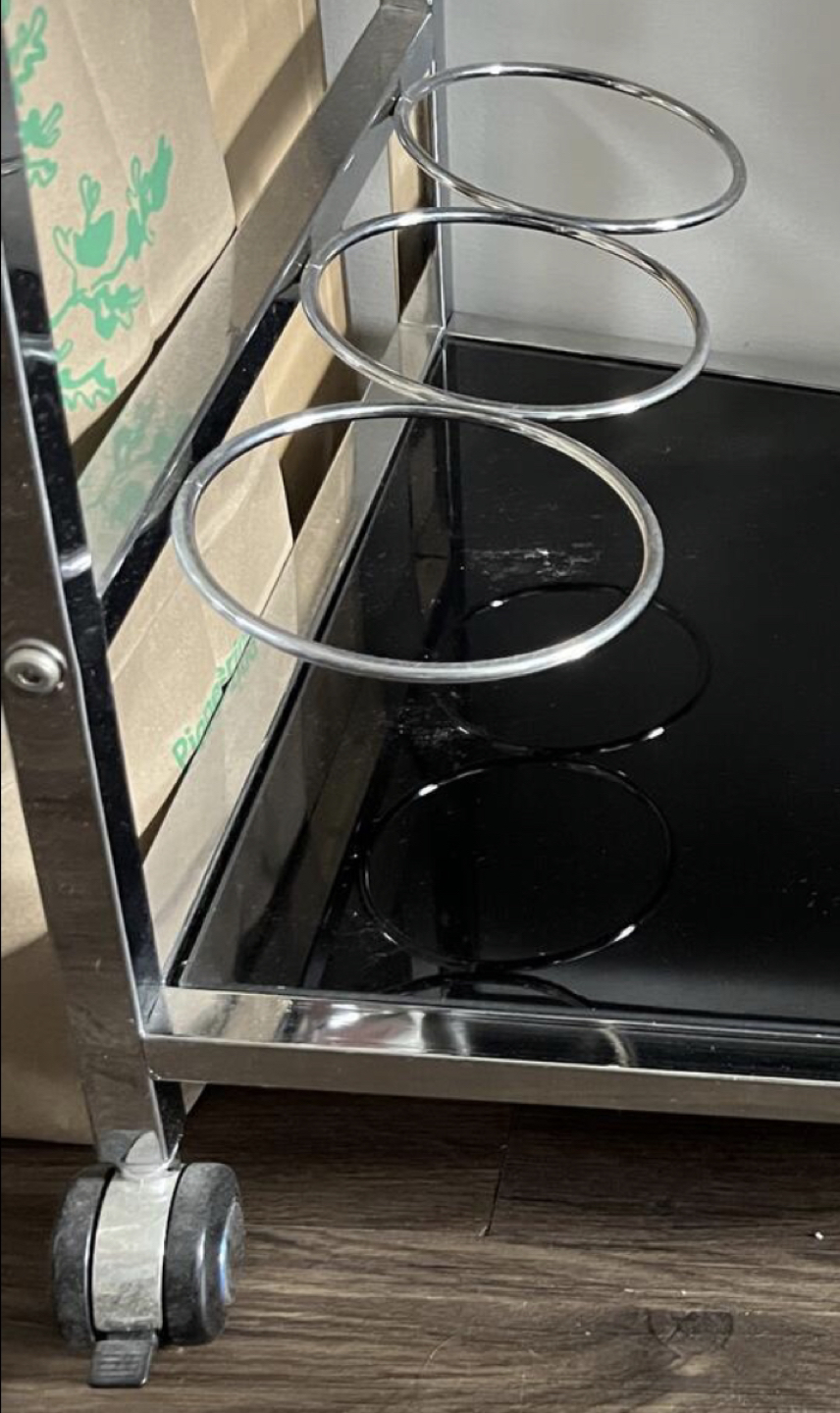 Chrome Bar Cart w/ Black Glass Shelves - photo 4
