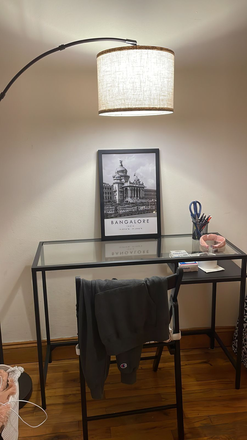Narrow glass desk/ console table