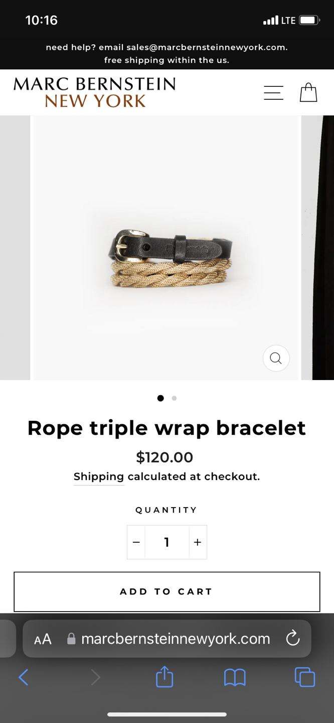 Gold & black leather wrap bracelet image indicator(5)