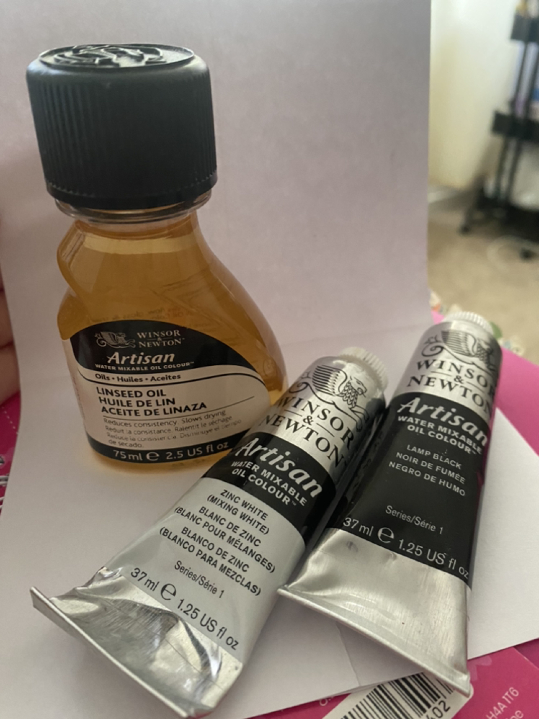 Water mixable oil paint + linseed oil