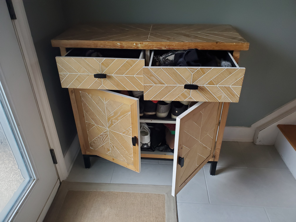 Natural wood storage cabinet with drawers - photo 3