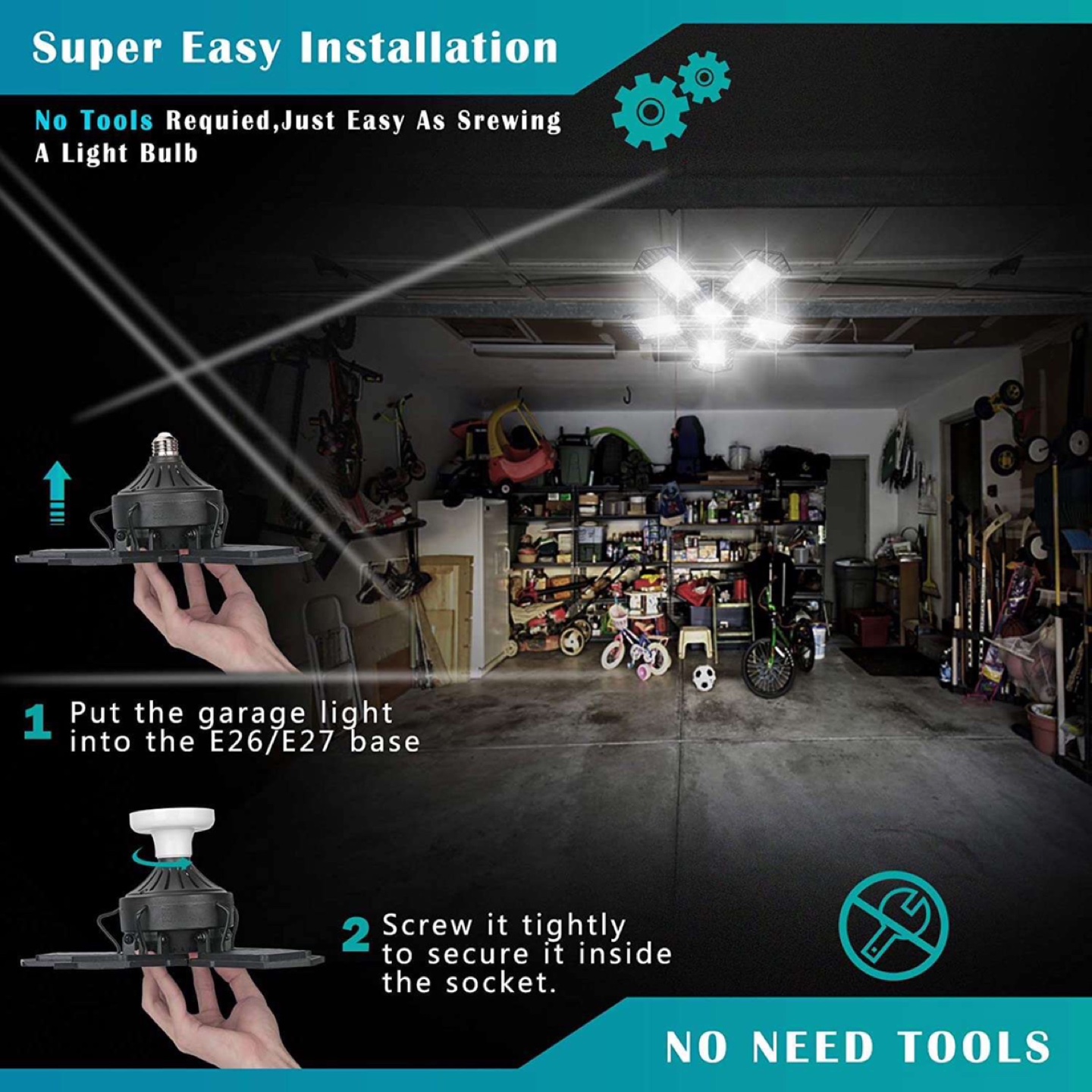 High Quality Deformable LED Garage Light - 150W & 15,000lm - photo 5
