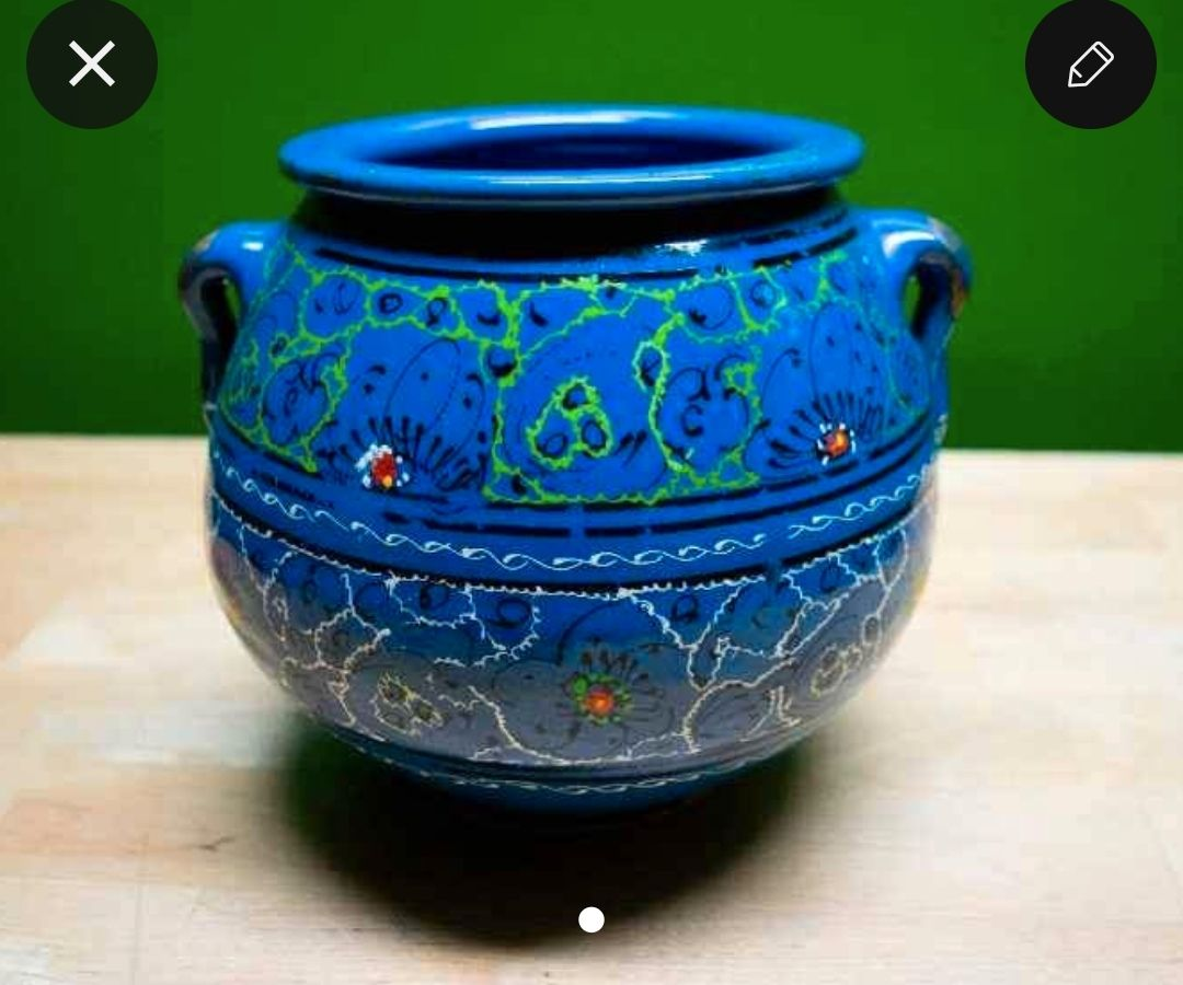 Handcrafted Vintage floral Persian Pottery (Bowl / Vase)