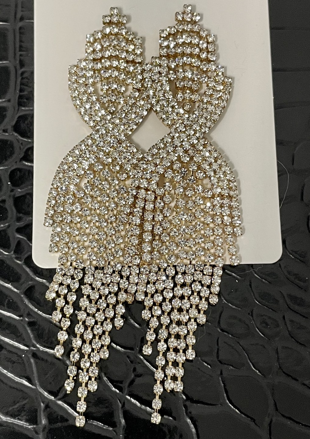 BRAND NEW GOLD RHINESTONE TASSEL EARRINGS - photo 2