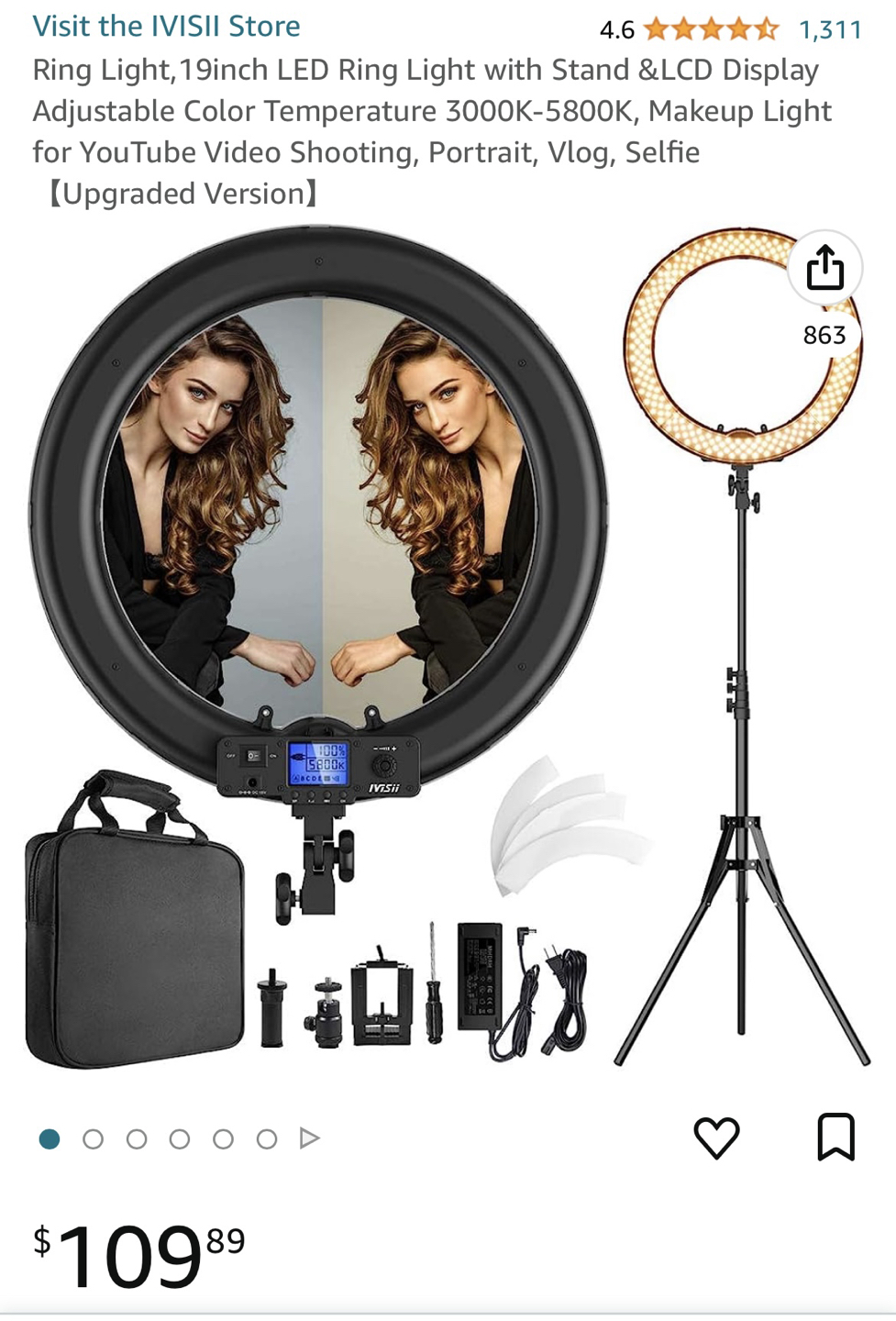 19 inch LED Ring Light with Stand & LCD Display☀️