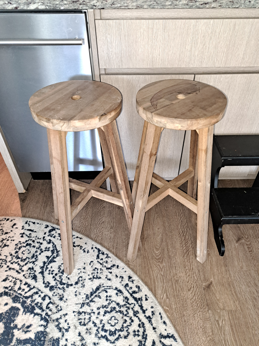 2 Ikea wooden Bar Stool $20