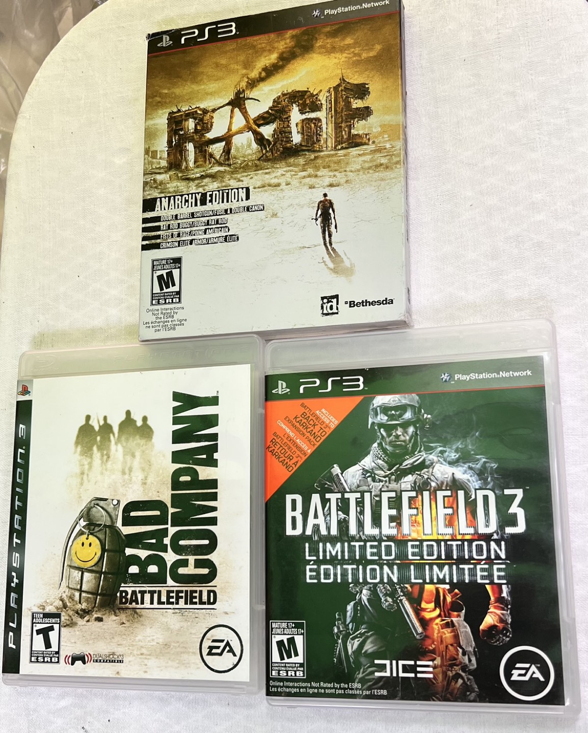 3 Games PS3— Rage: Anarchy Edition + Battlefield 1 & 3 thumbnail