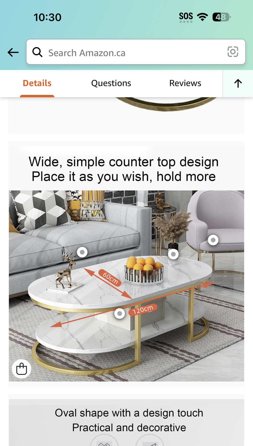 MODERN DESIGN: Elegant faux marble coffee table image indicator(10)